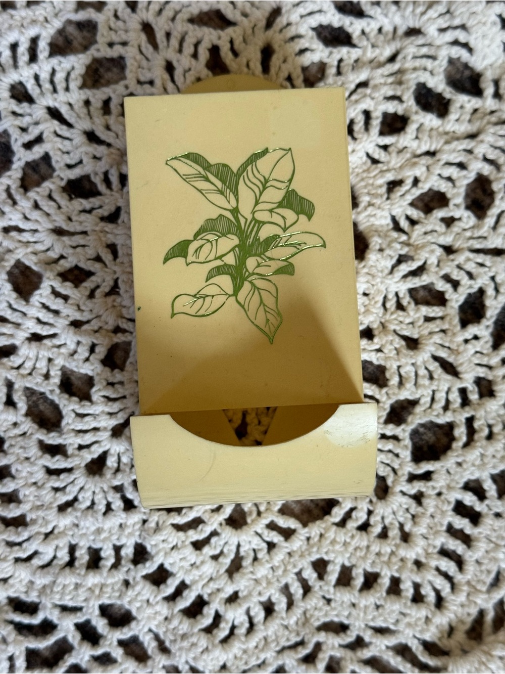 Vintage Wall Mount Match Holder Dispenser Green Botanical Kitchen Decor